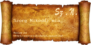 Szorg Nikodémia névjegykártya